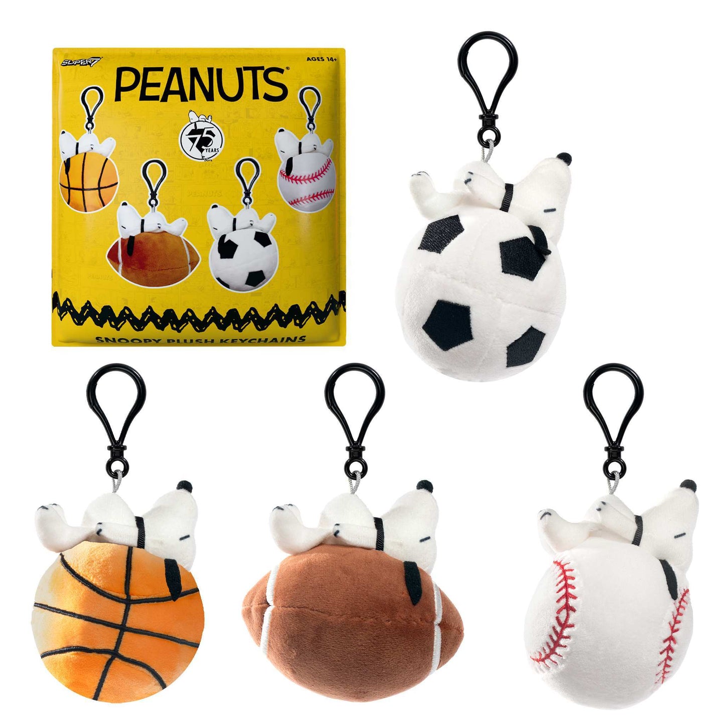Peanuts Super Duper Plush Keychain Wave 01A Blind Bag packaging
