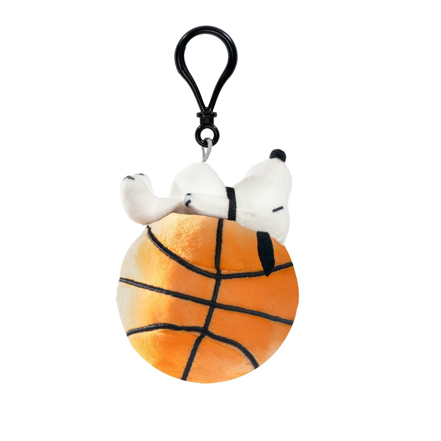 Peanuts character plush keychain on a backpack zipper
