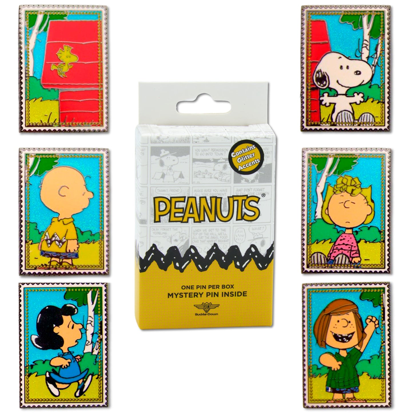 Peanuts Post Stamp Mystery Enamel Pin Blind Box Series