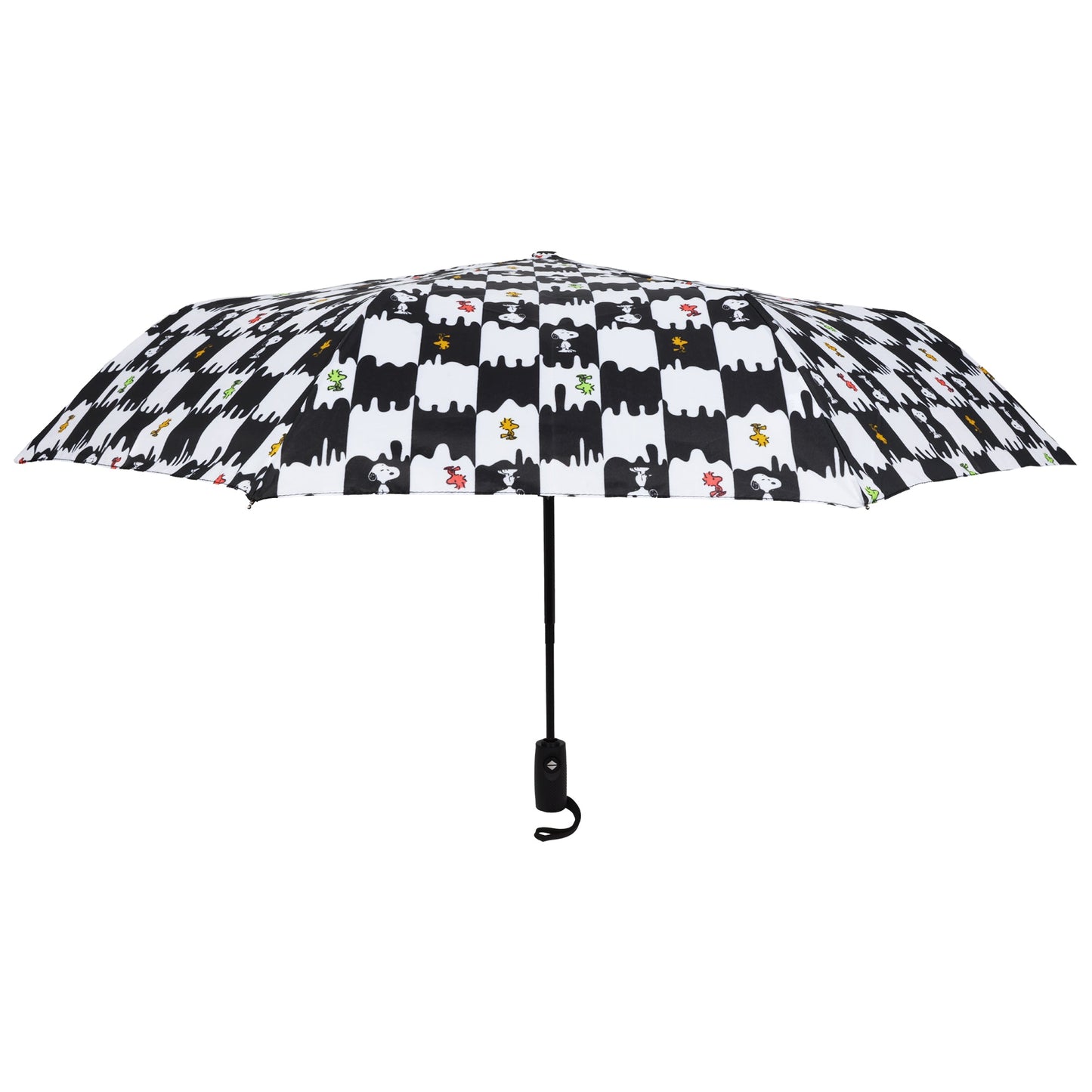 Peanuts Snoopy & Woodstock Checkerboard Automatic Umbrella – Black & White