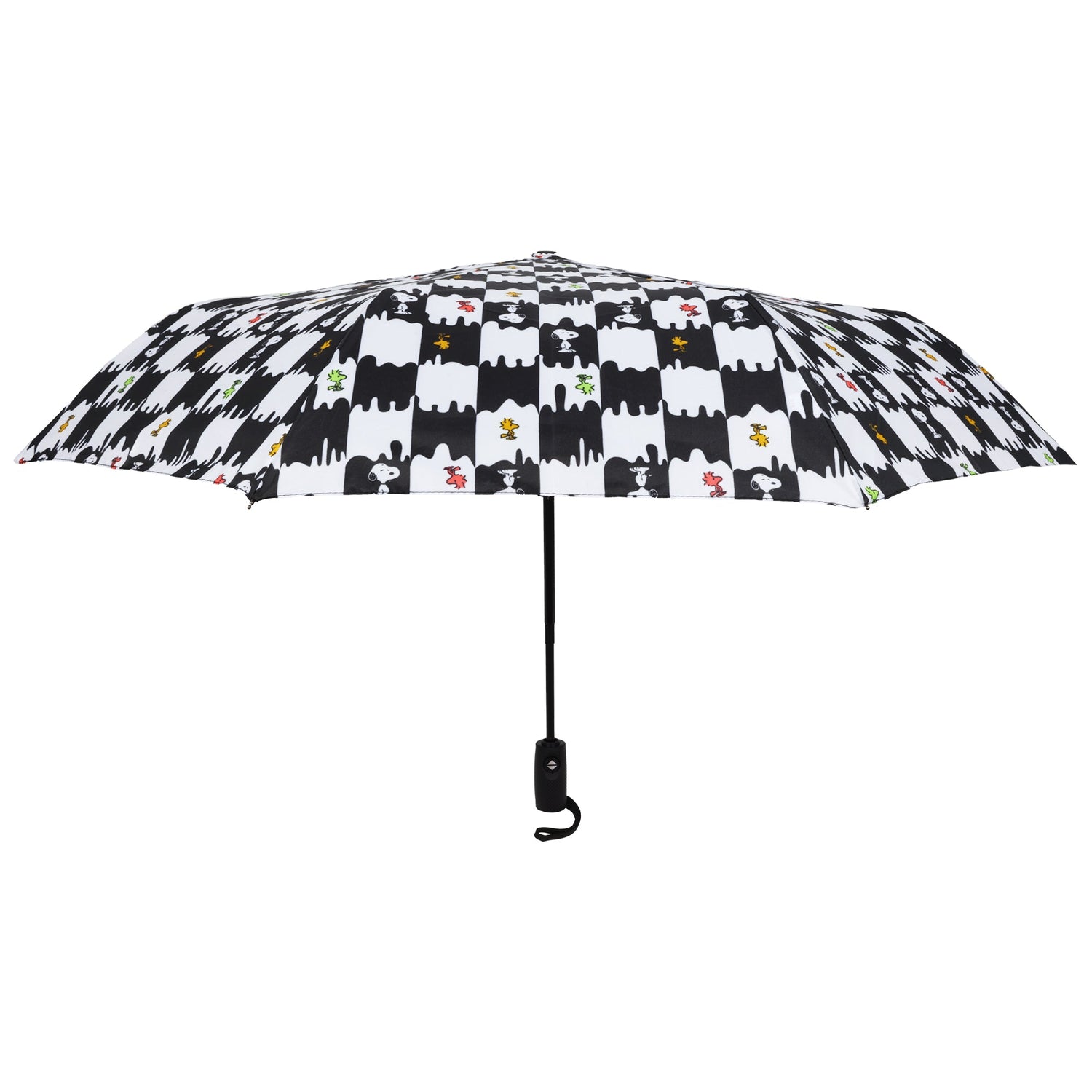 Peanuts Snoopy & Woodstock Checkerboard Automatic Umbrella – Black & White