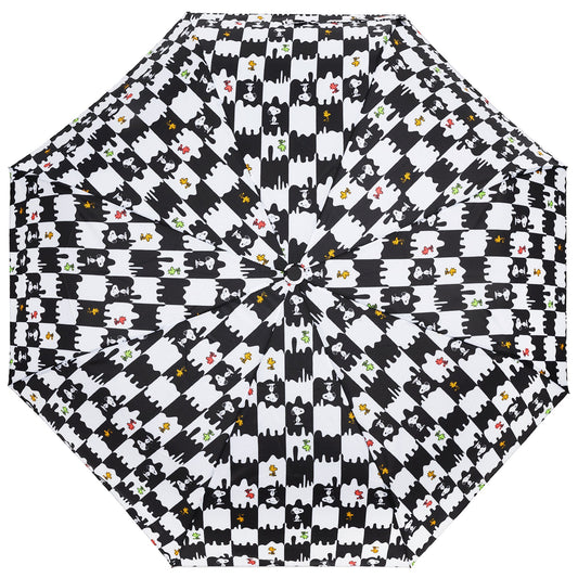 Peanuts Snoopy & Woodstock Checkerboard Automatic Umbrella – Black & White-2