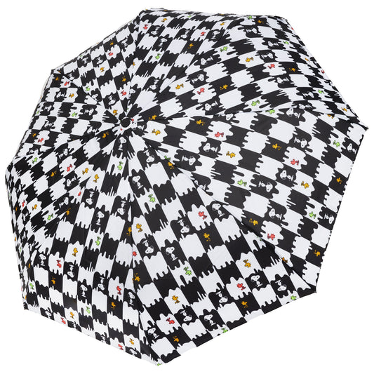Peanuts Snoopy & Woodstock Checkerboard Automatic Umbrella – Black & White-4