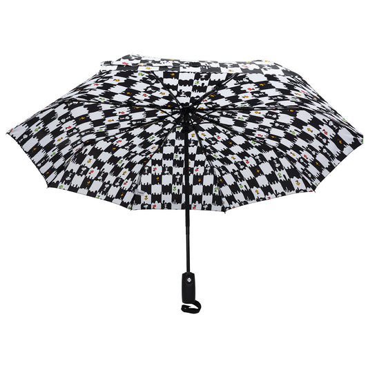 Peanuts Snoopy & Woodstock Checkerboard Automatic Umbrella – Black & White-5