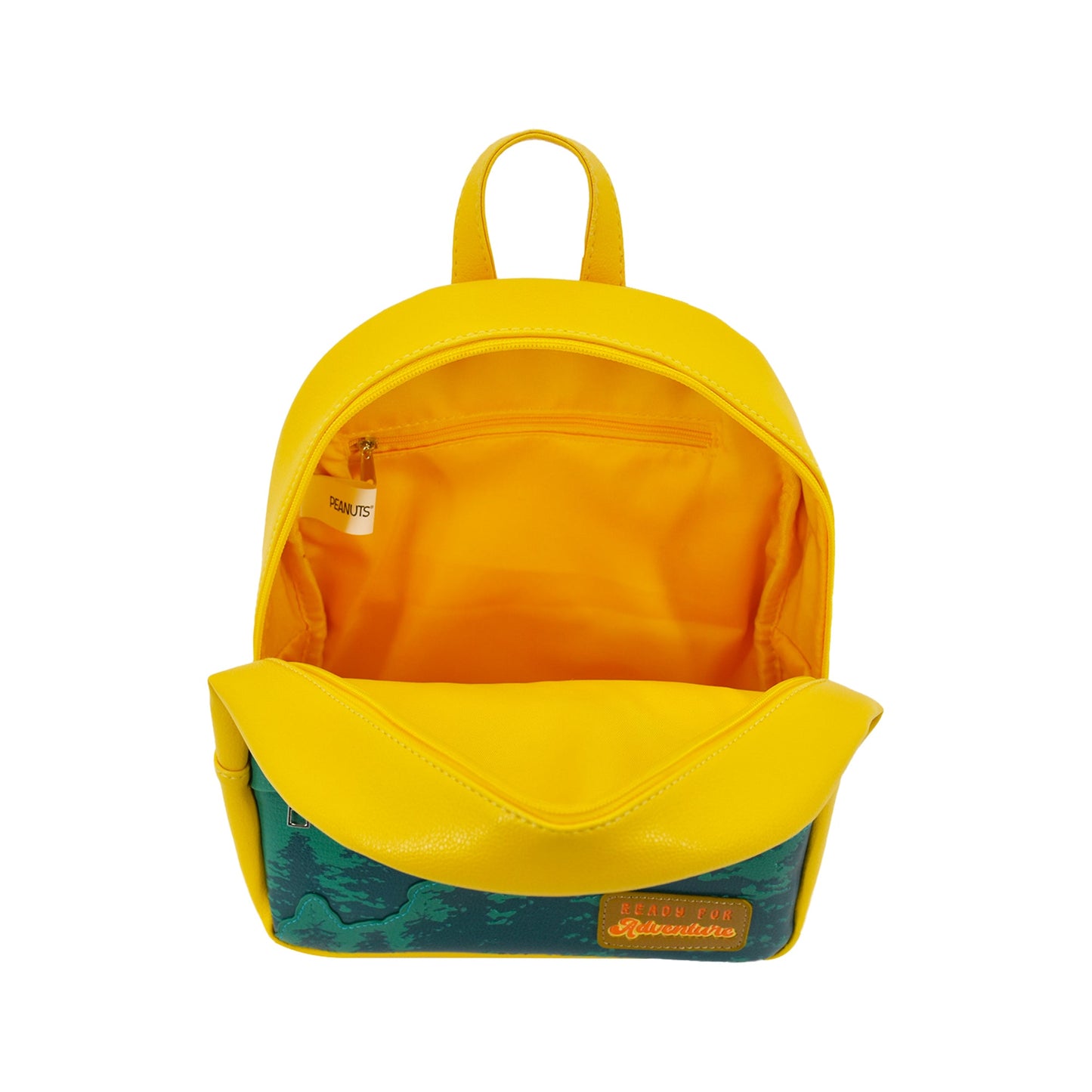 Back view of the Peanuts rucksack highlighting the adjustable purple shoulder straps.