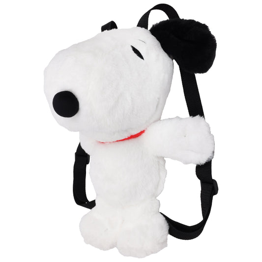 Full-body shot of the 14-inch Peanuts Snoopy Red Collar Plush Backpack. Snoopy, in plush form, is depicted in a sitting pose, ready to be worn.-0