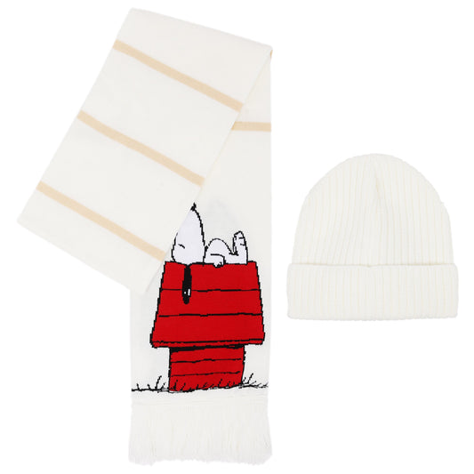 Peanuts Snoopy Red Doghouse beanie and scarf set-1