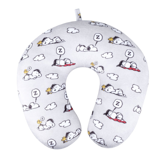 FUL Peanuts Snoopy and Woodstock Clouds Travel Neck Pillow, Grey-0