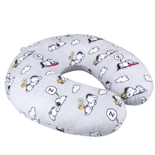 FUL Peanuts Snoopy and Woodstock Clouds Travel Neck Pillow, Grey-1