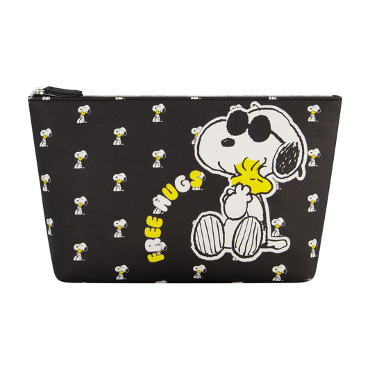 Peanuts Snoopy and Woodstock Free Hugs makeup bag in black-0