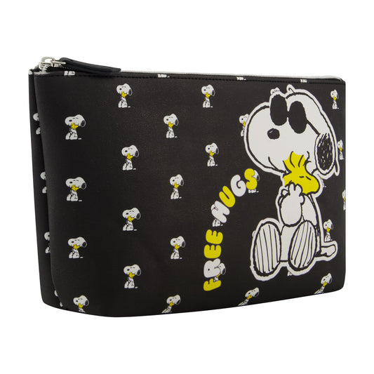 Peanuts Snoopy and Woodstock Free Hugs makeup bag in black-2