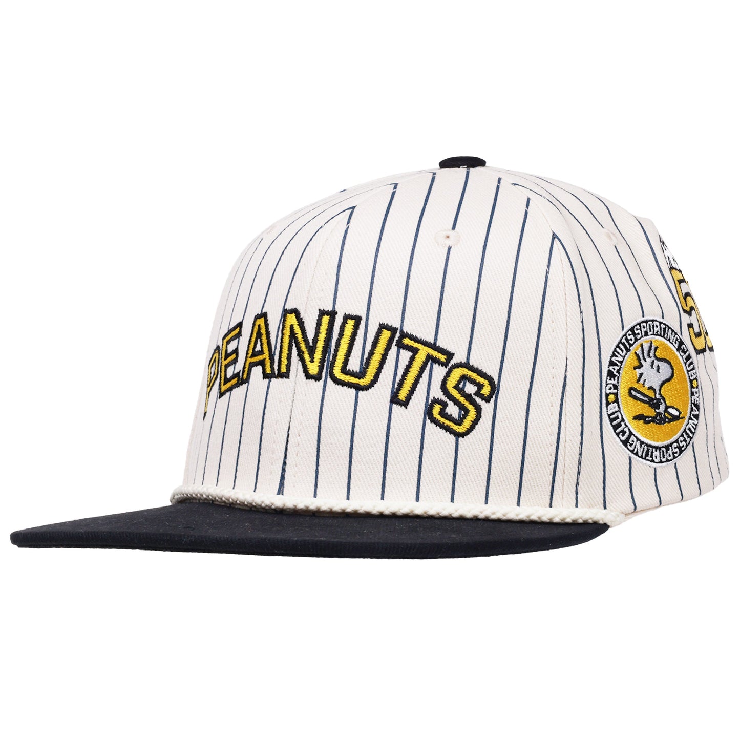 Peanuts Vintage Pinstripe Snapback Cap – Snoopy Sporting Club Flat Brim Hat
