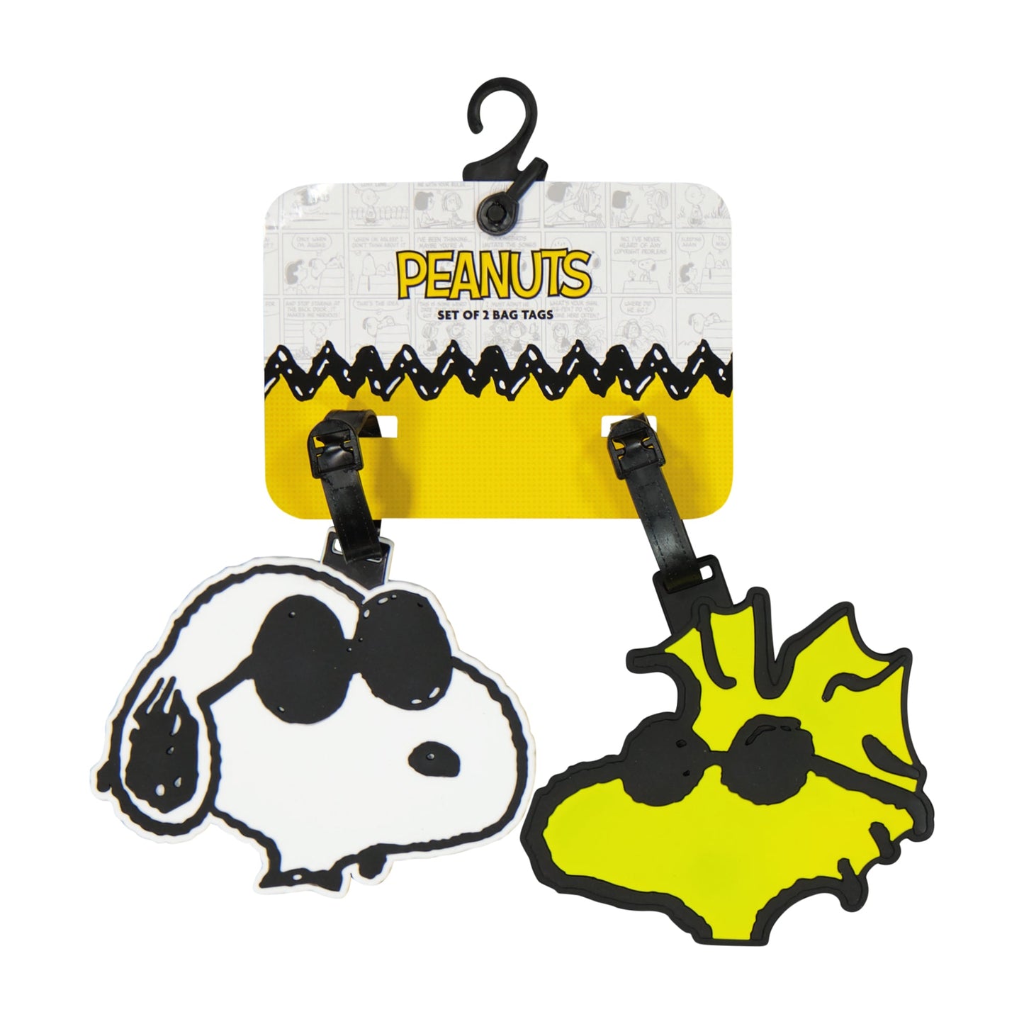 Reverse side of the Peanuts luggage tags featuring the ID card slot for travel info