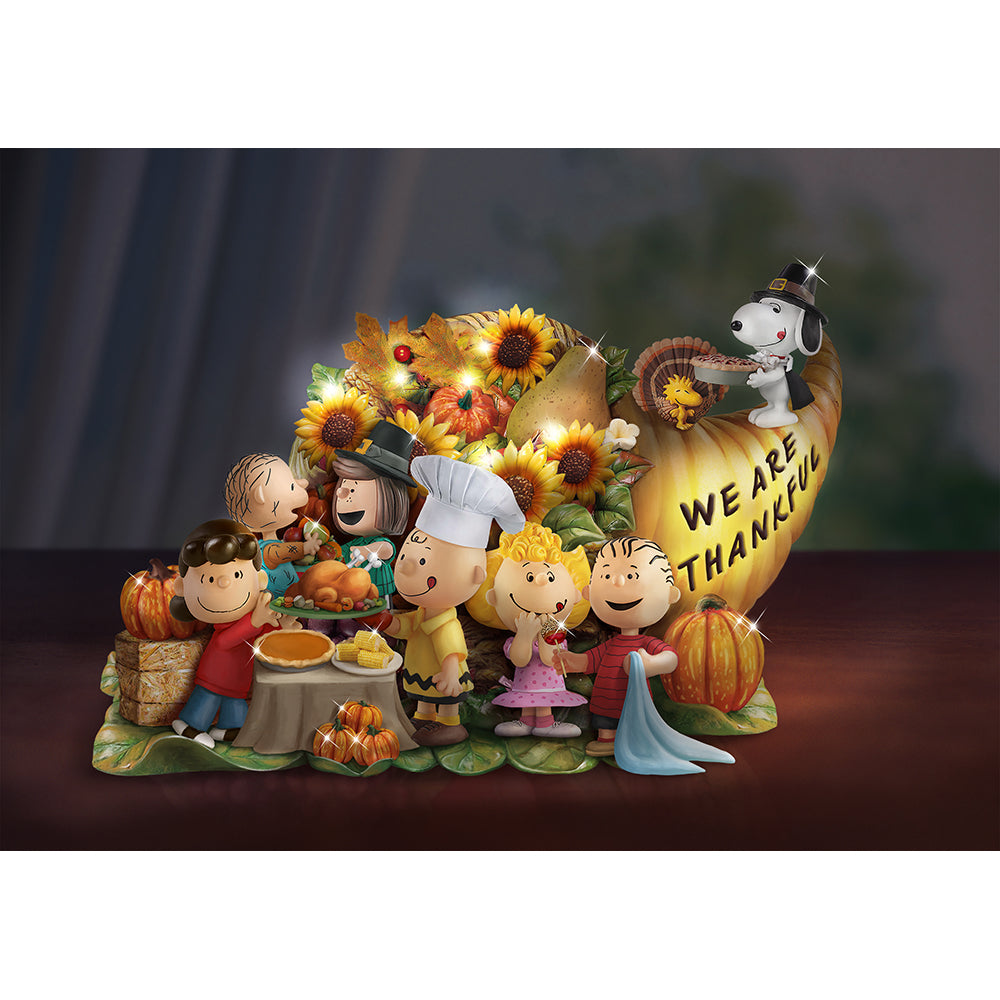 Peanuts "Give Thanks" Illuminated Cornucopia Sculpture