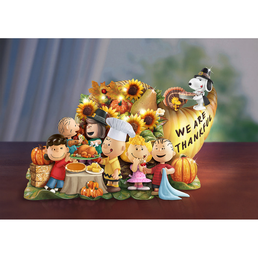 Peanuts "Give Thanks" Illuminated Cornucopia Sculpture