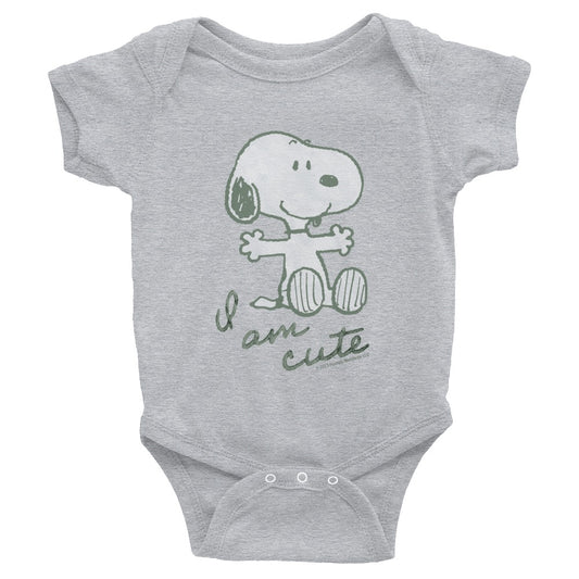 Snoopy I Am Cute Baby Bodysuit-3