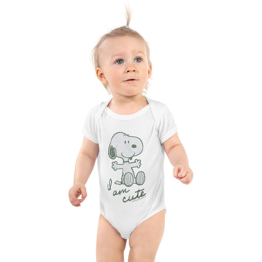 Snoopy I Am Cute Baby Bodysuit-2