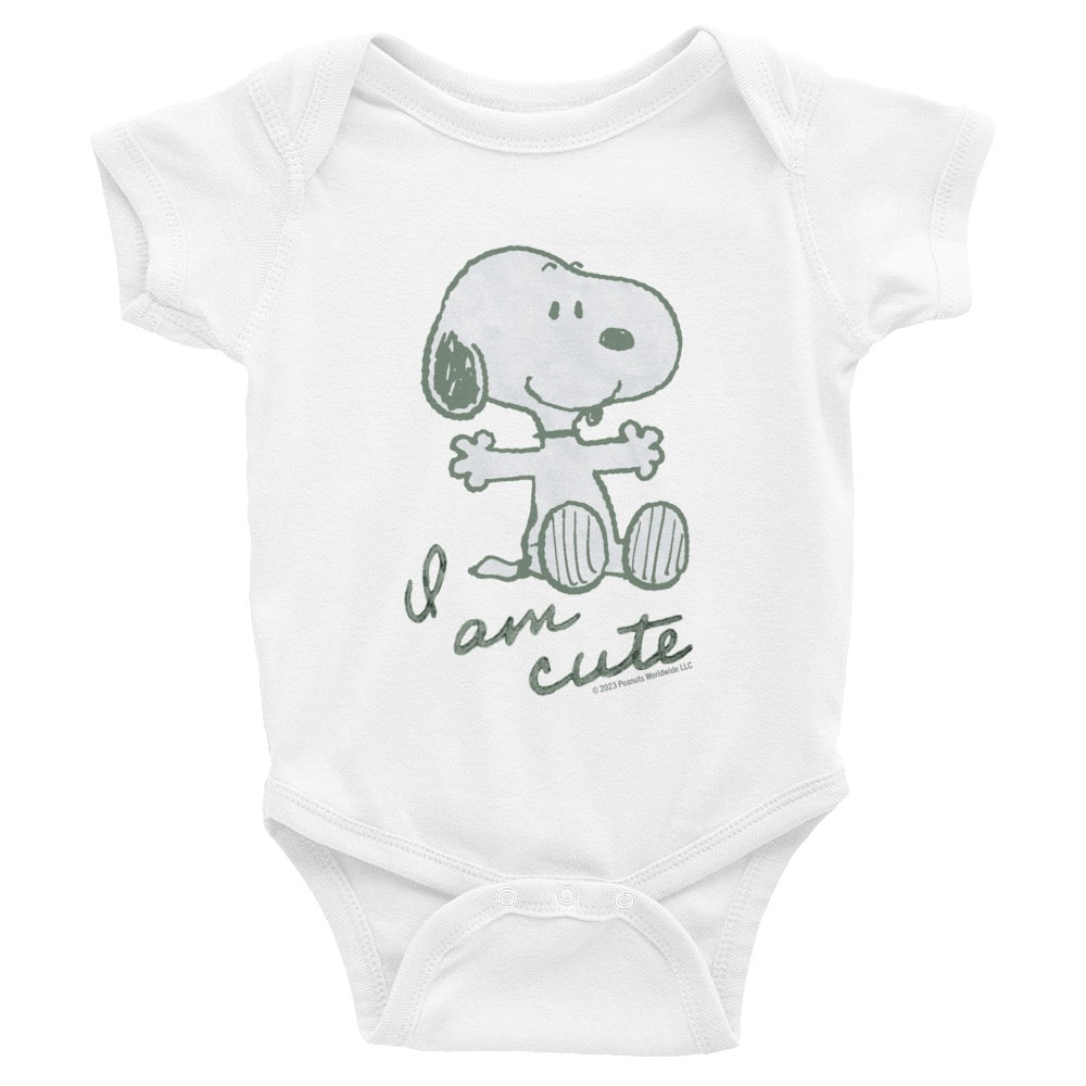 Snoopy I Am Cute Baby Bodysuit