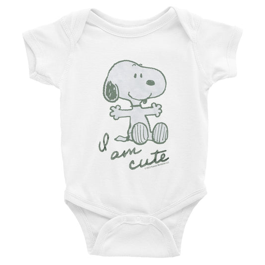 Snoopy I Am Cute Baby Bodysuit-0