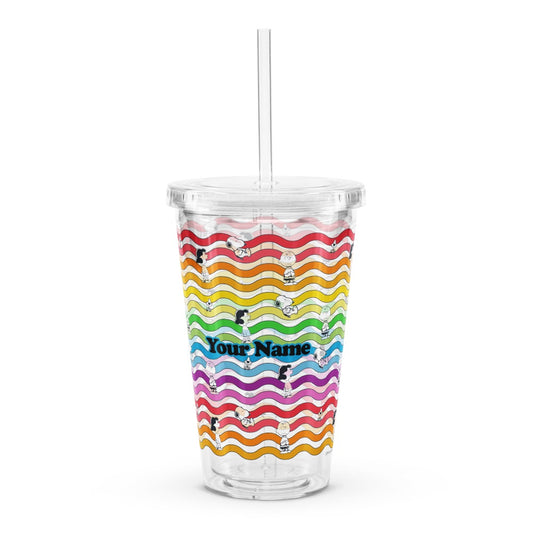 Peanuts Gang Personalized Clear Plastic Tumbler-0