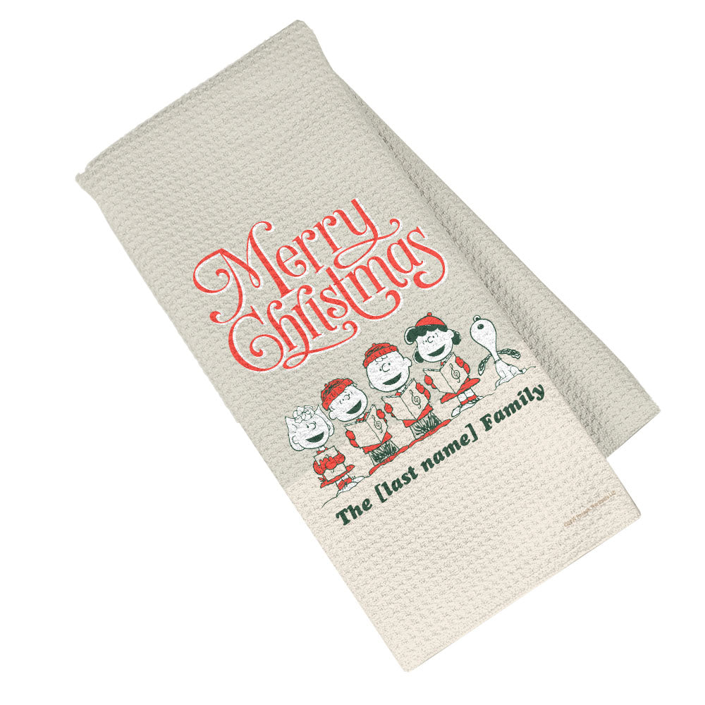 Peanuts Gang Merry Christmas Personalized Kitchen Towel