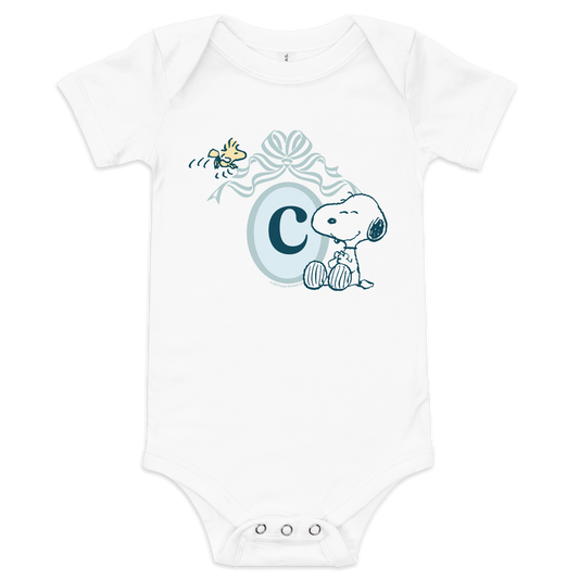 Peanuts Snoopy Personalized Initials Baby Boy's Bodysuit White-0