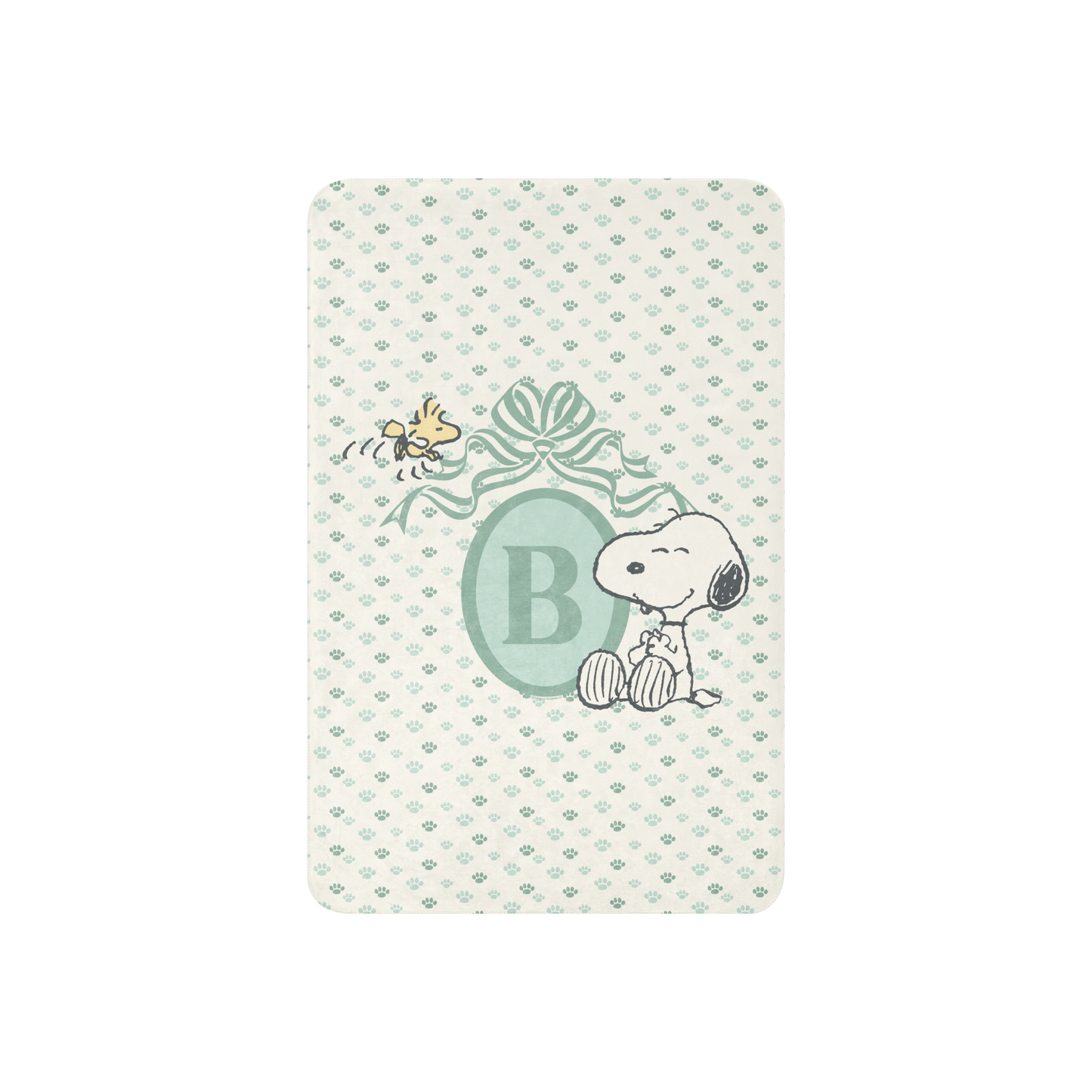 Peanuts Snoopy Personalized Baby Initials Sherpa Blanket
