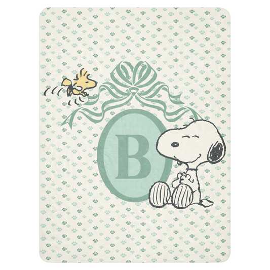 Peanuts Snoopy Personalized Baby Initials Sherpa Blanket-4