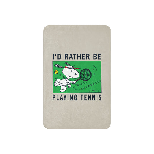 Peanuts I'd Rather Be Playing Tennis Premium Sherpa Blanket-0