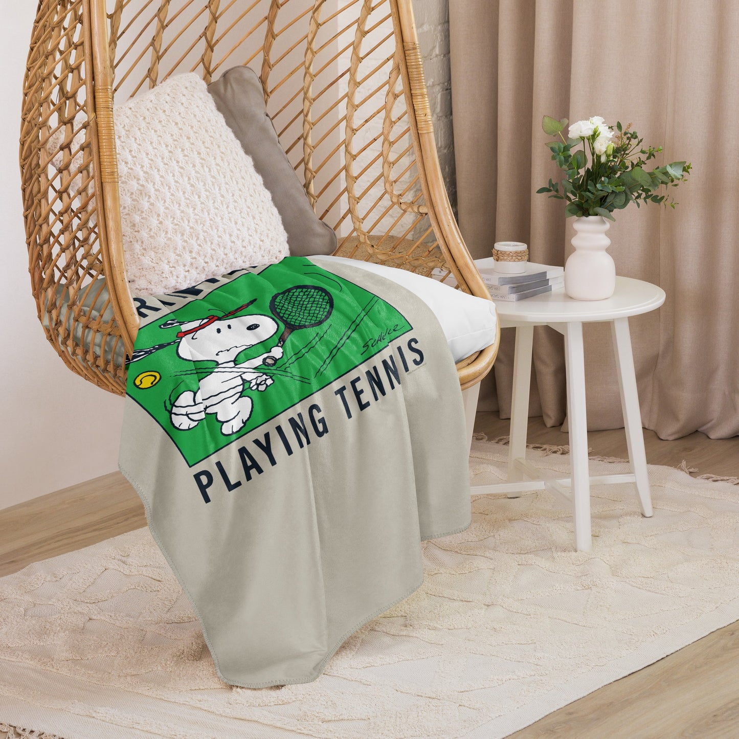 Peanuts I'd Rather Be Playing Tennis Premium Sherpa Blanket