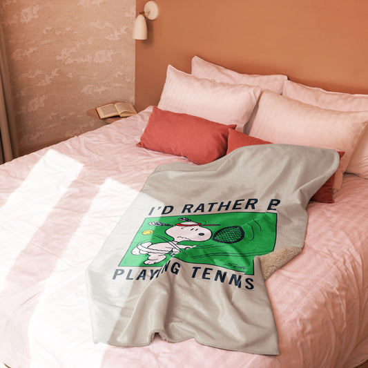 Peanuts I'd Rather Be Playing Tennis Premium Sherpa Blanket-3