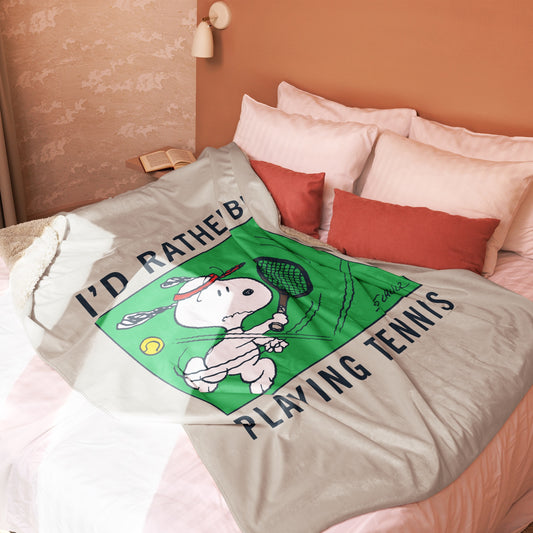 Peanuts I'd Rather Be Playing Tennis Premium Sherpa Blanket-14