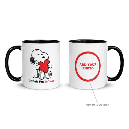 Snoopy I Think I'm In Love Personalized Two Tone Mug-3