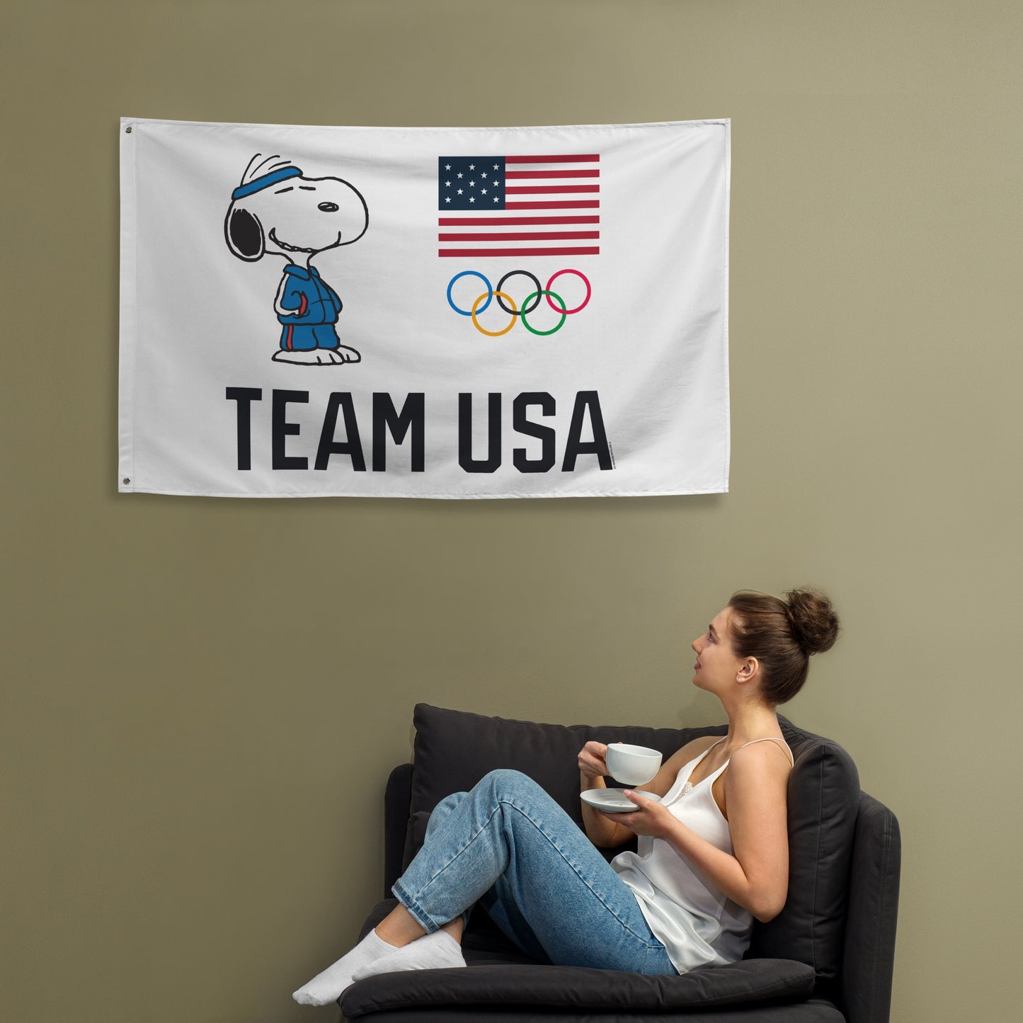 Peanuts Team USA 5-Rings Flag