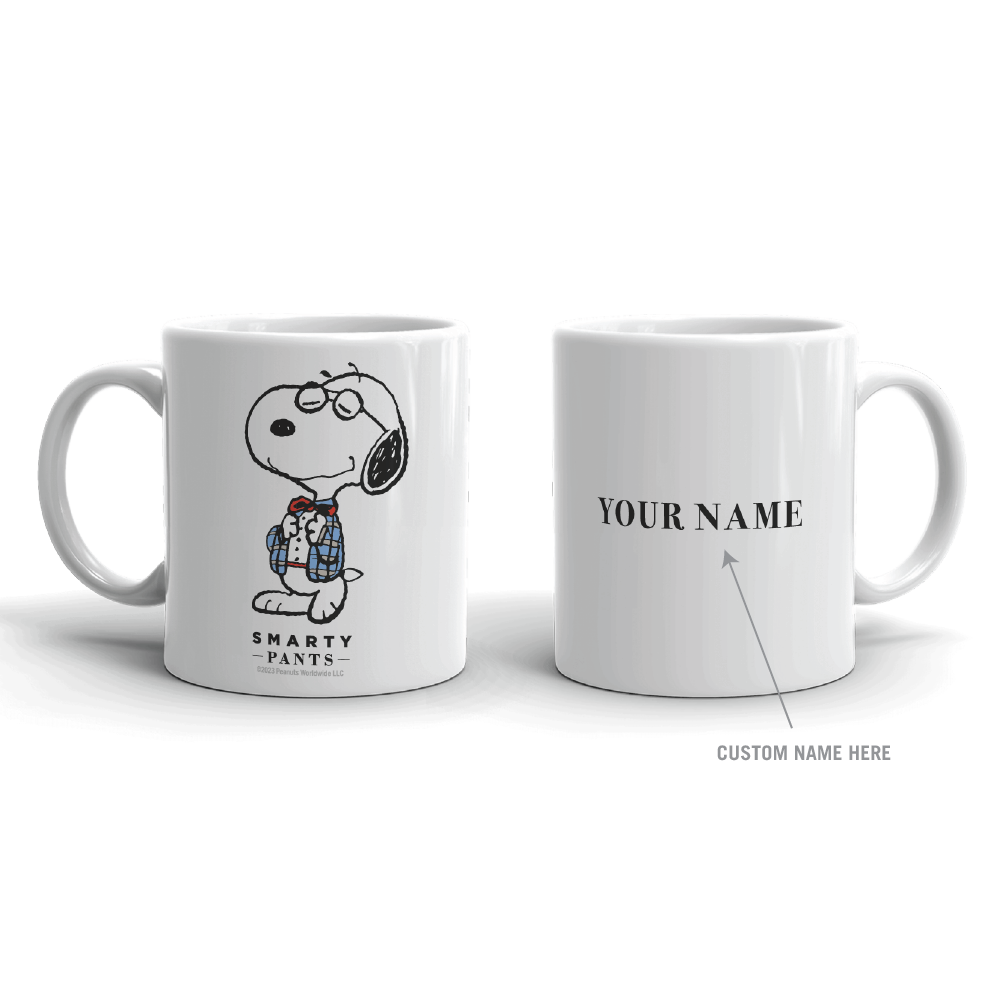 Snoopy Smarty Pants Personalized White Mug