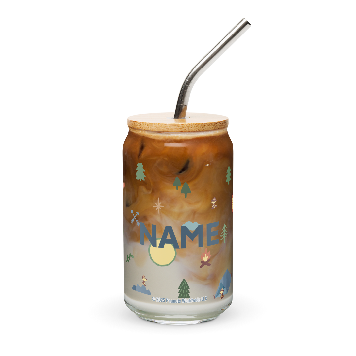 Peanuts Beagle Scouts Personalized Can-Shaped Glass