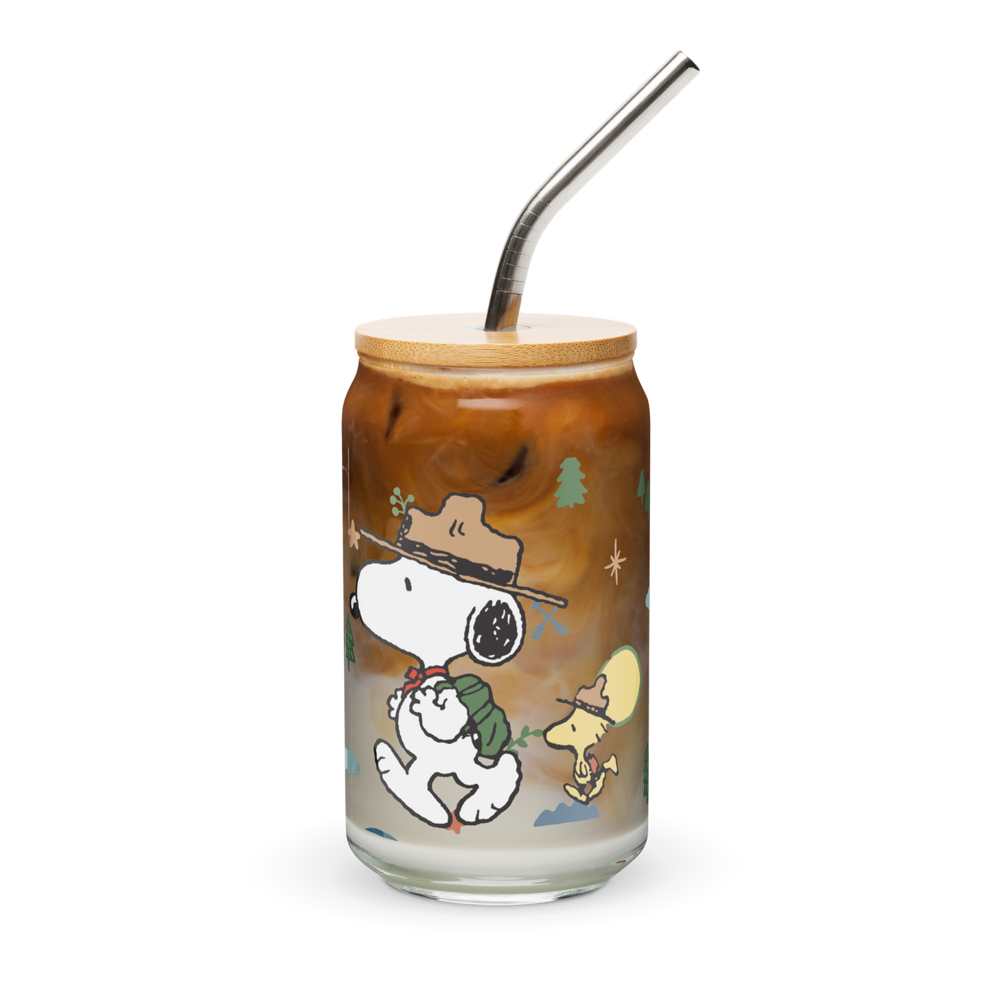Peanuts Beagle Scouts Personalized Can-Shaped Glass