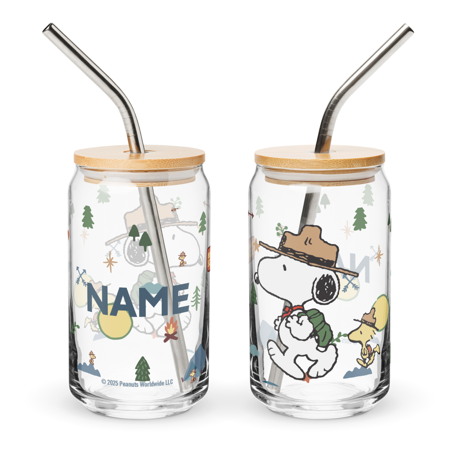 Peanuts Beagle Scouts Personalized Can-Shaped Glass
