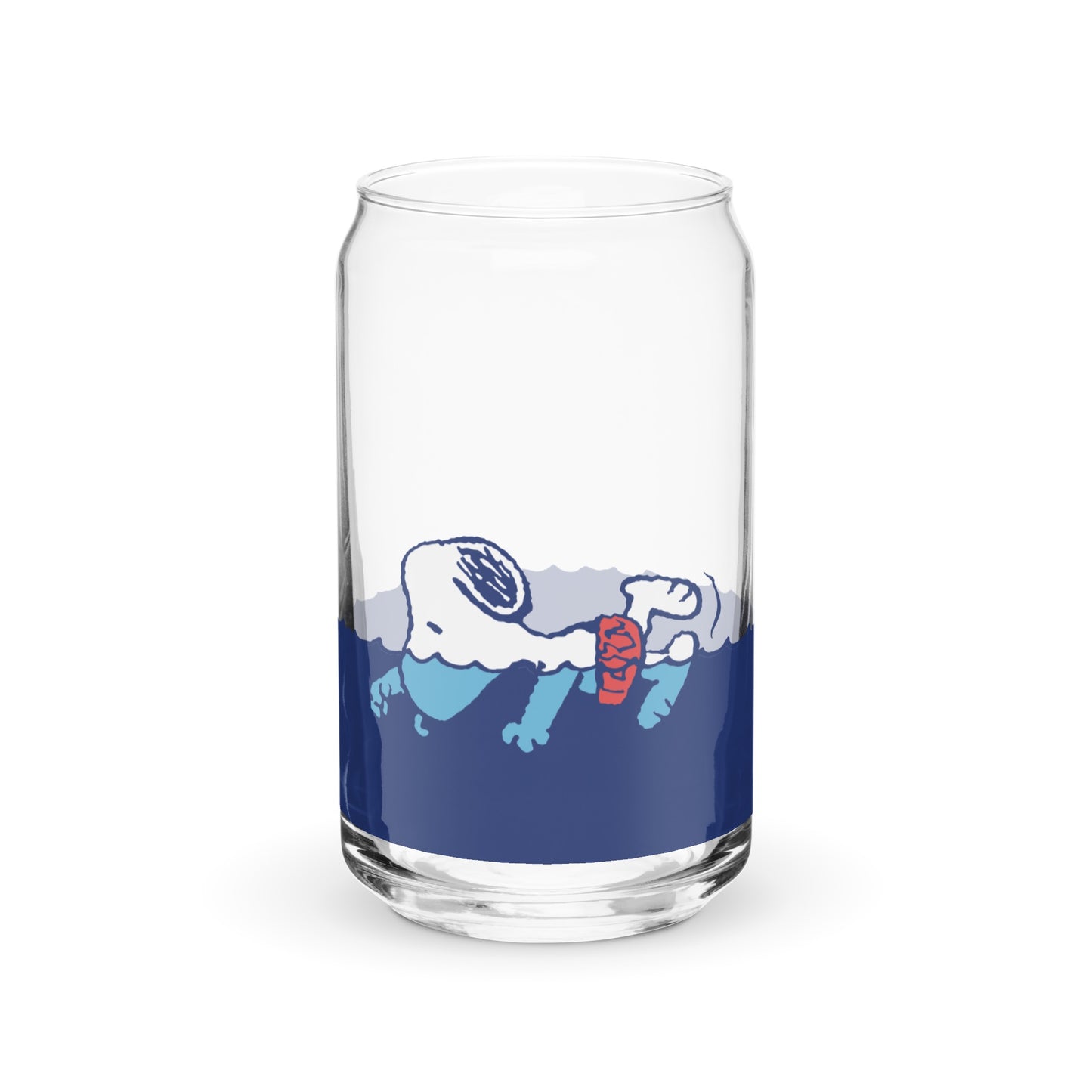 Snoopy Swimming Can Shaped Glass