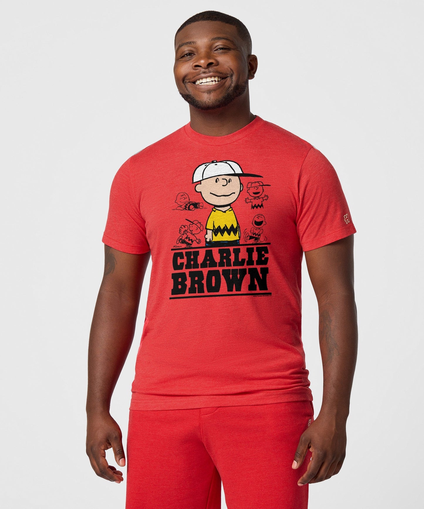 Back view of the solid red cotton t-shirt with a clean, classic fit
