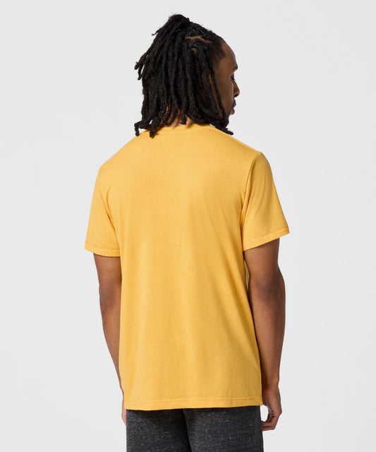 Gold crew-neck t-shirt featuring a vintage graphic of Charlie Brown centered on the front chest-3