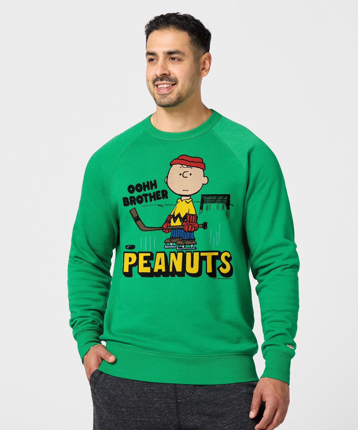Back view of the solid green pullover sweatshirt