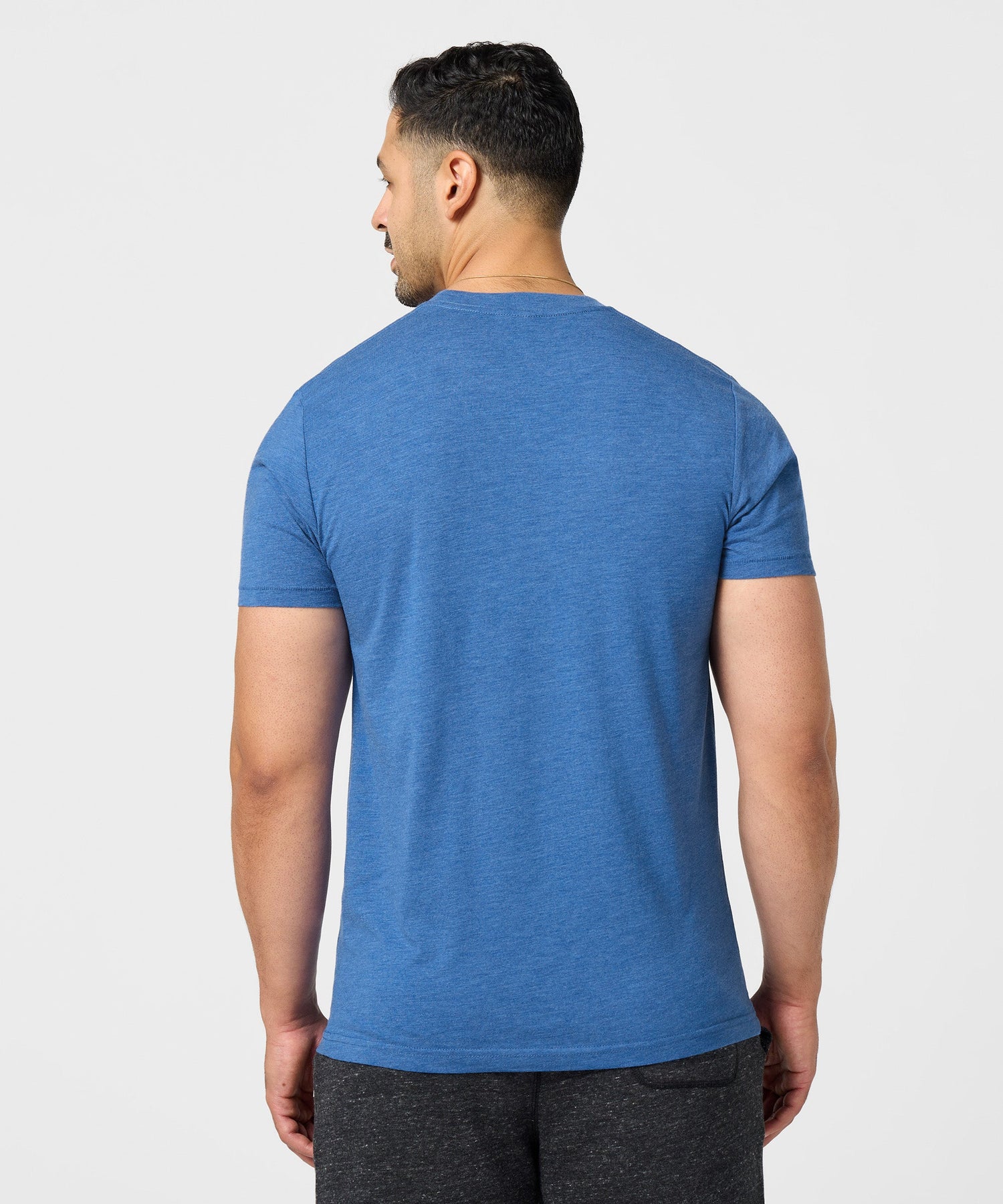 Back view of the solid royal blue crewneck t-shirt