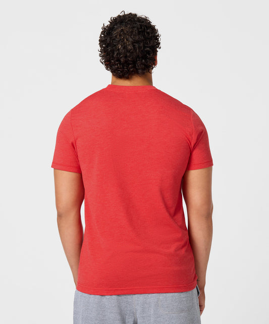 Red crewneck t-shirt featuring a graphic of Linus van Pelt holding his blue security blanket on the front-3