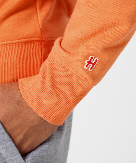 Orange crewneck sweatshirt featuring Linus van Pelt with a chef hat and apron on the front-4