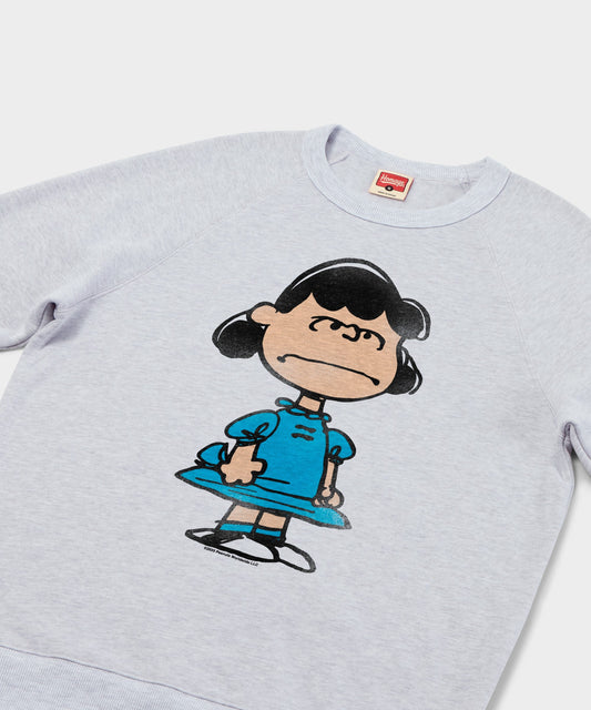 Ash crewneck sweatshirt featuring a vintage graphic of Lucy van Pelt on the front chest-1