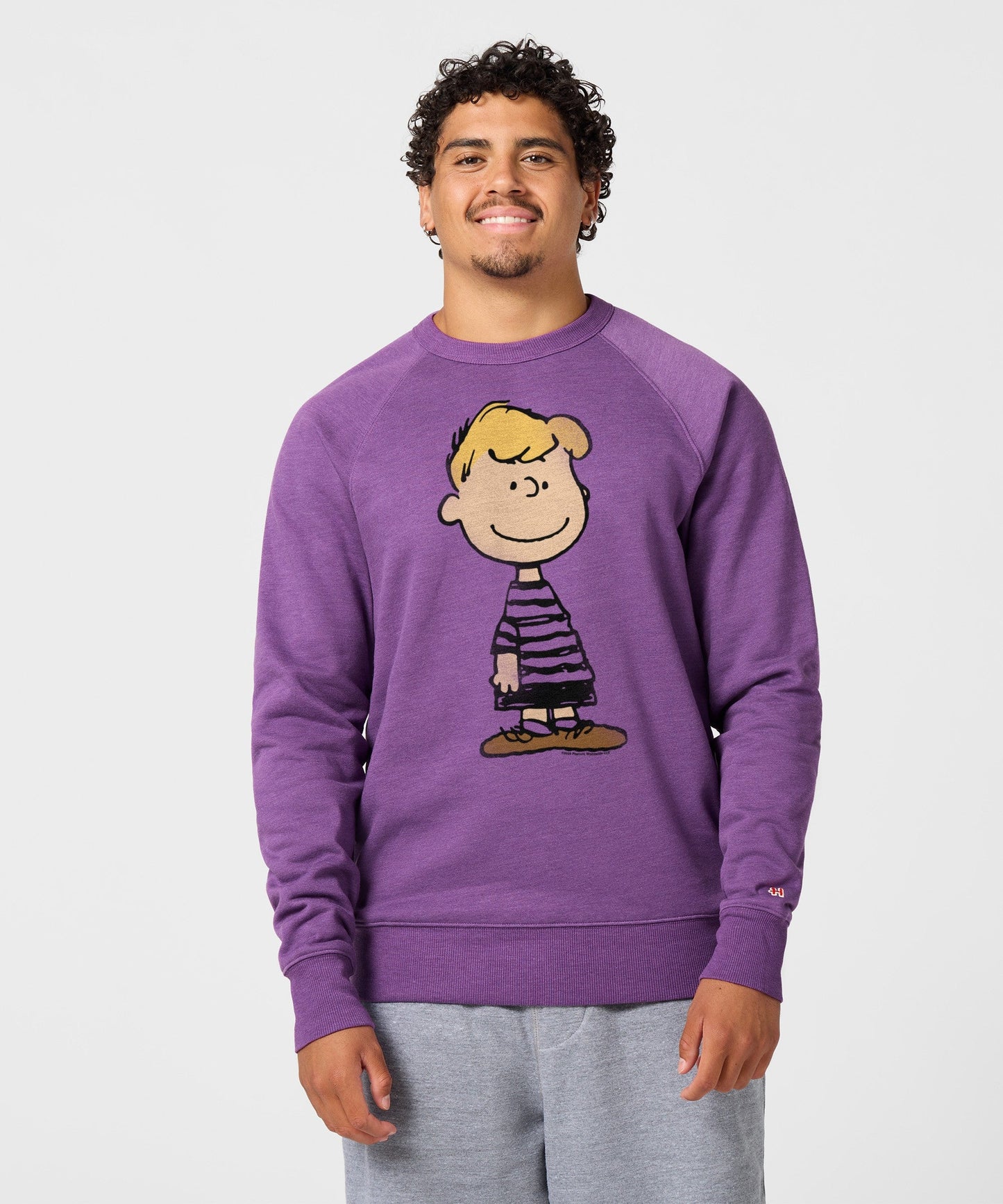 Back view of the royal purple crew-neck sweatshirt