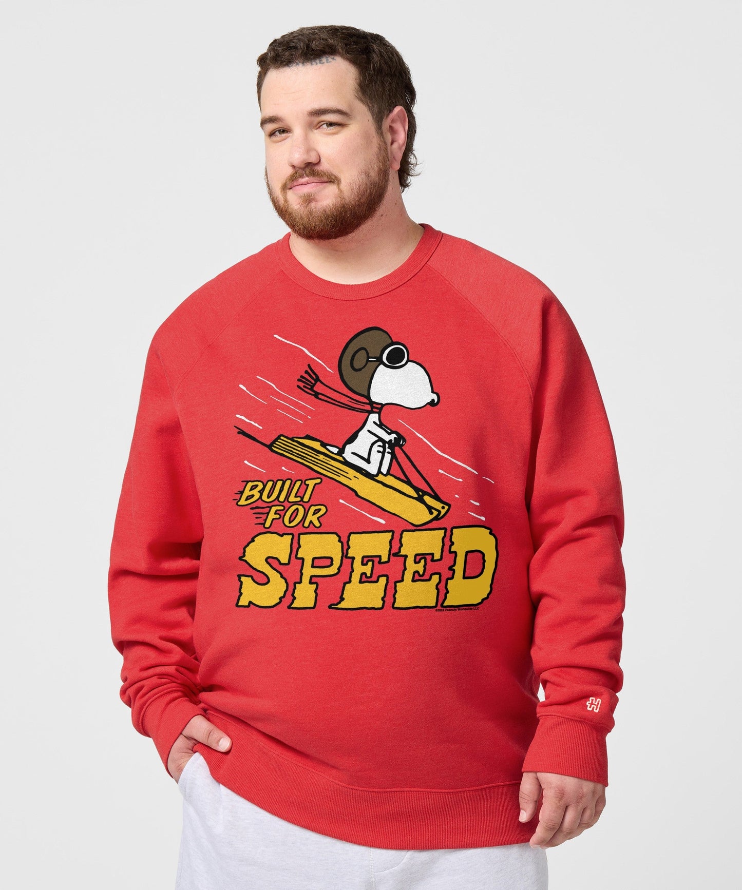 Back view of the red crewneck sweatshirt with a plain solid back
