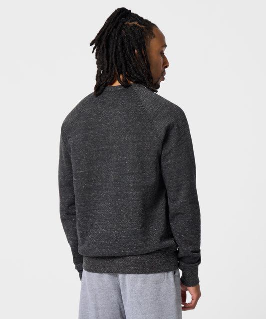 Charcoal crewneck sweatshirt featuring Snoopy getting wrapped up in ribbon on the front chest-3
