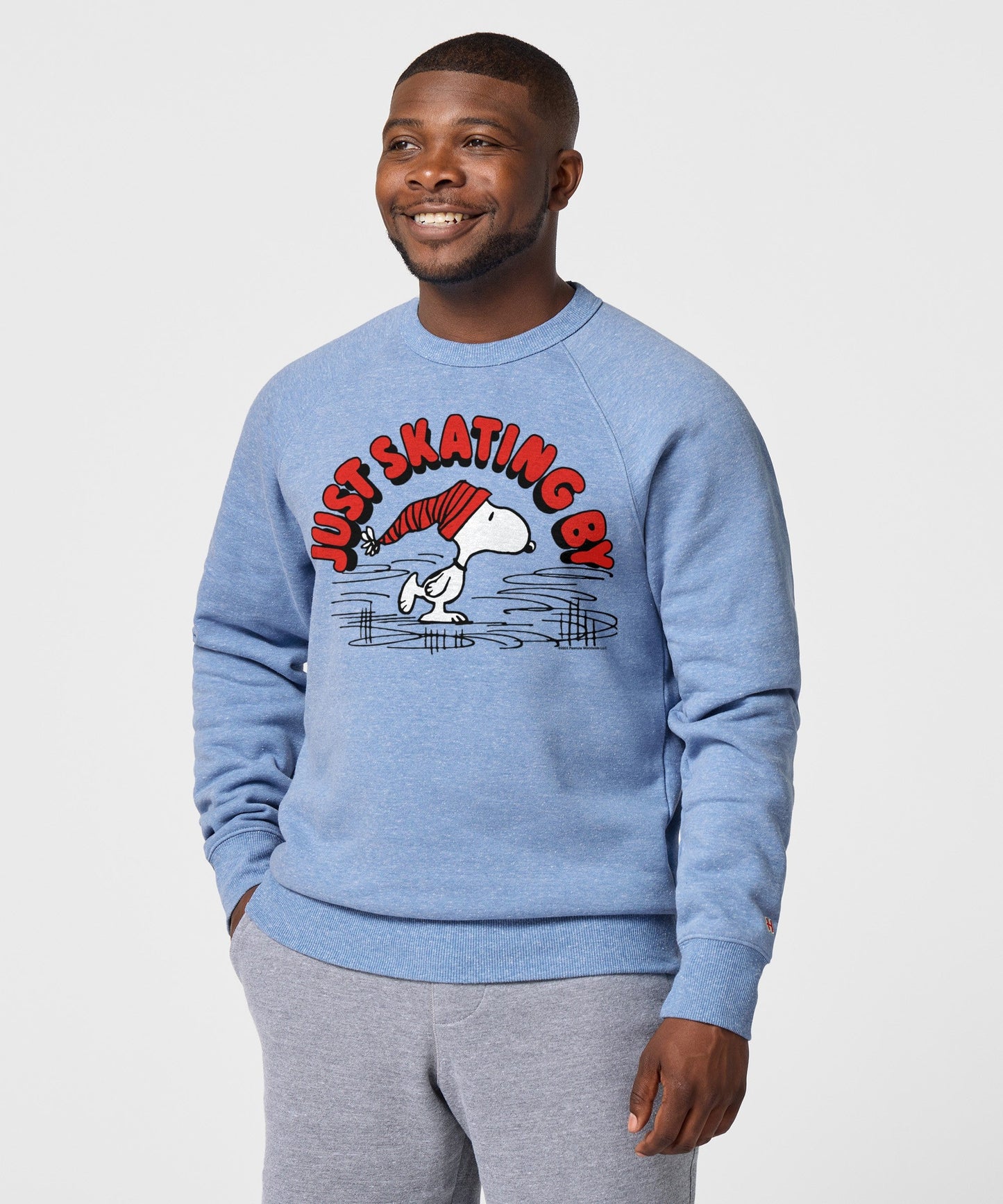 Back view of the light blue pullover sweatshirt
